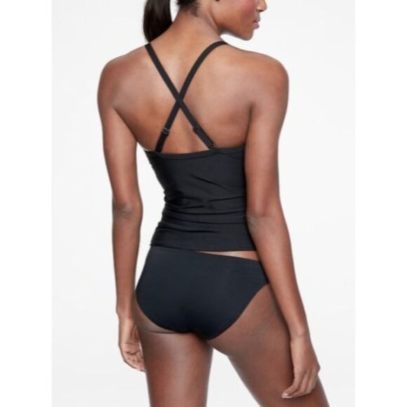Athleta Twist Up Tankini Top Quick Dry Swimwear Lined Stretch Black Sz 32D - Picture 3 of 9